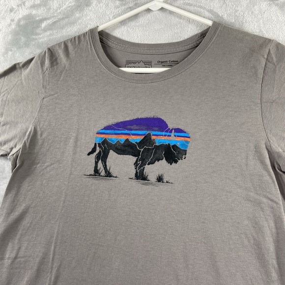 Patagonia T-Shirt men's Small Organic Cotton Buffalo Graphic Gray Regular Fit - Picture 6 of 15